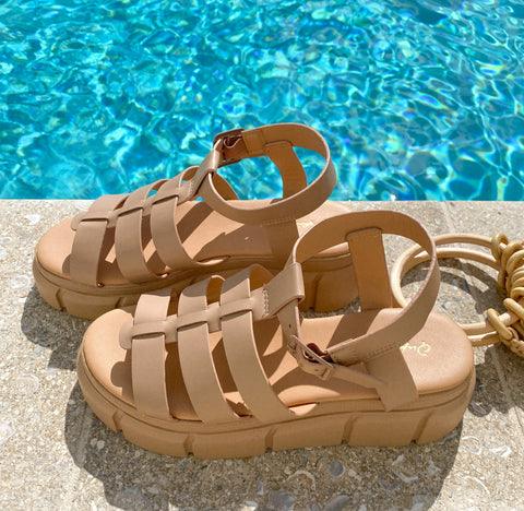 ENDLESS SUMMER NUDE CHUNKY PLATFORM SANDALS