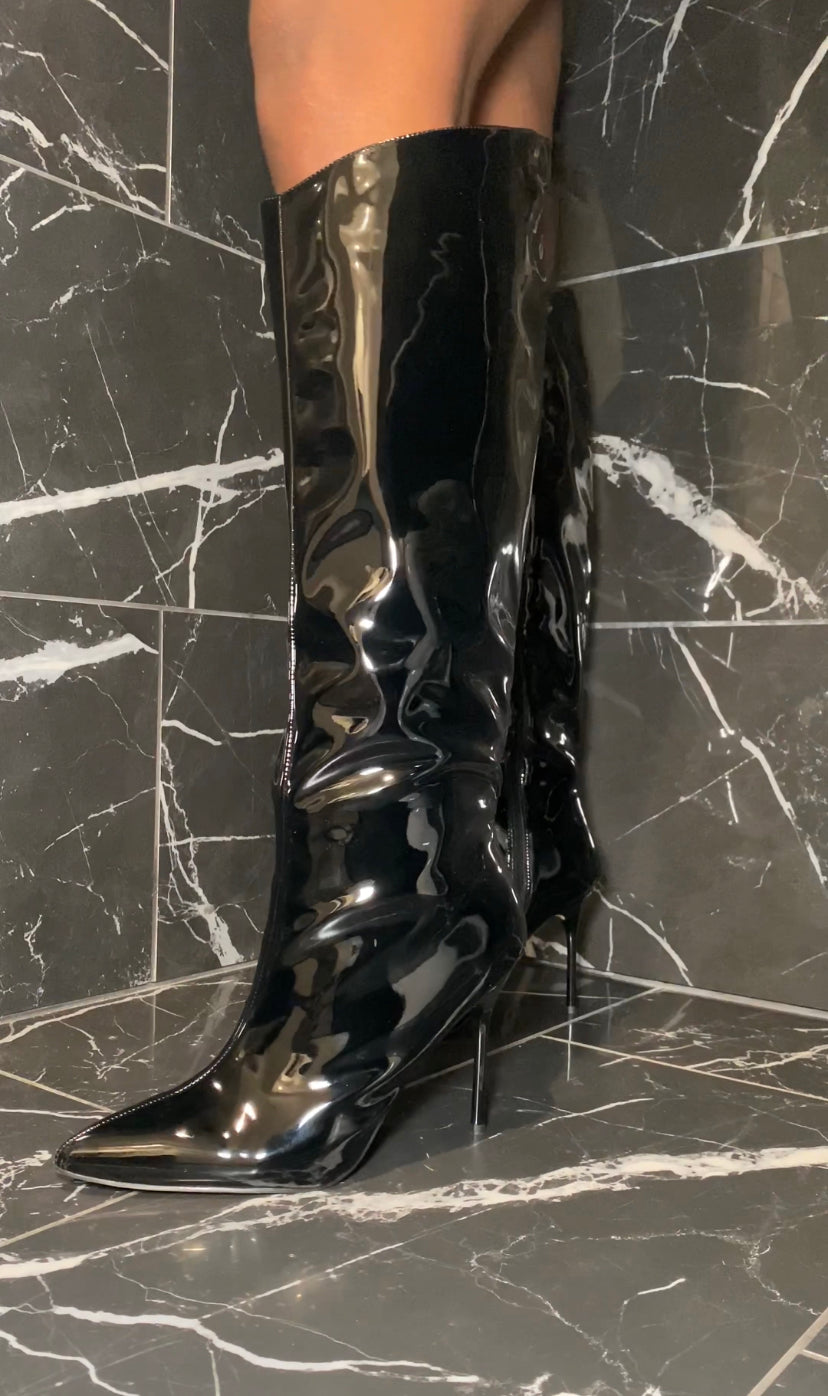 HOT TOPIC VINYL BOOTS