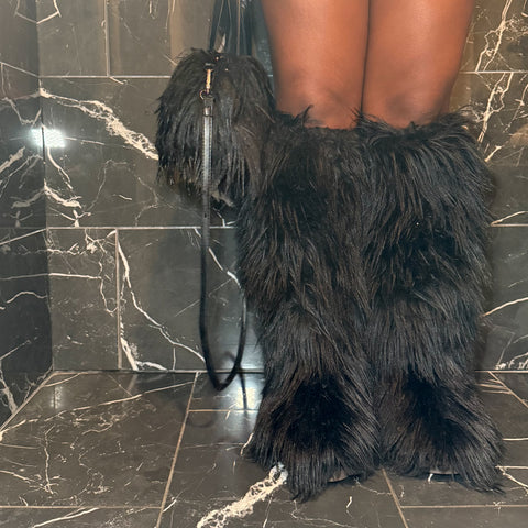 Furry Boot Set )BLACK)